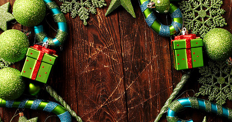 Image showing Green festive ornaments 