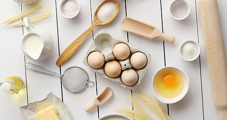 Image showing Cooking tools and ingredients composition