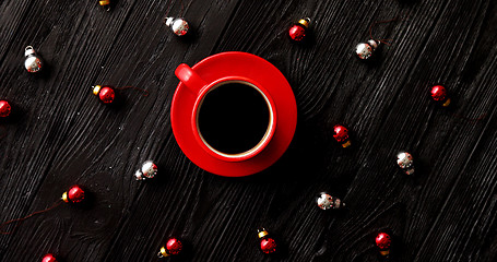 Image showing Christmas beads around hot drink