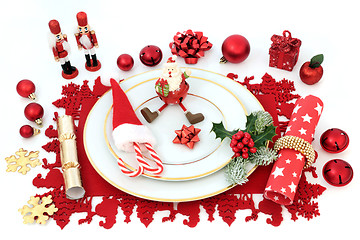 Image showing Christmas Dinner Fun Table Setting