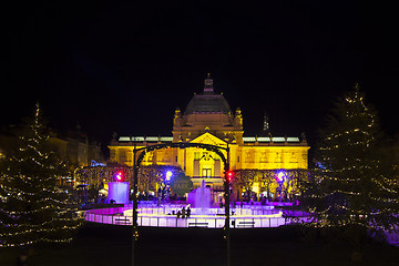 Image showing Advent in Zagreb - Ice Park on King Tomislav Square, Night wiev 