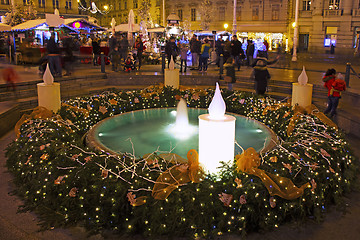 Image showing Advent in Zagreb - Mandusevac fountain on Ban Jelacic square  de