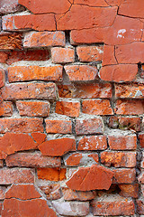 Image showing Old crumbling brick wall texture
