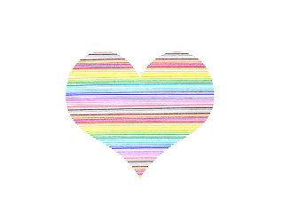 Image showing Abstract heart with bright colorful lines pattern 