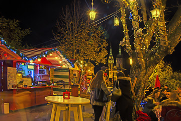 Image showing Advent in Zagreb - Night view from the Strossmayer Promenade at 