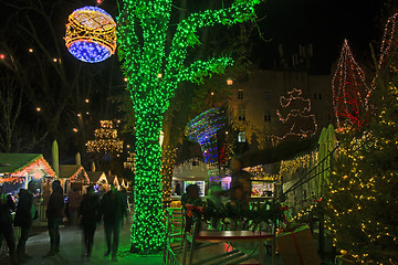 Image showing Advent in Zagreb - Night view from the Strossmayer Promenade at 