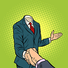 Image showing businessman handshake, a template without a head