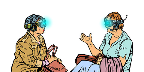 Image showing Older women in virtual reality, VR glasses