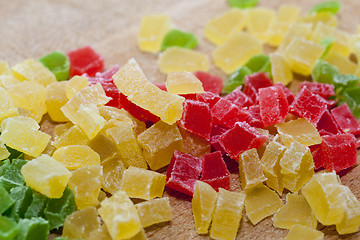 Image showing colored candied fruits, close-up