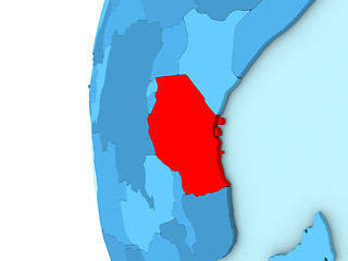 Image showing Tanzania on blue globe