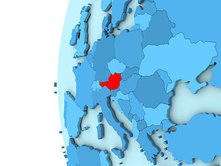 Image showing Austria on blue globe