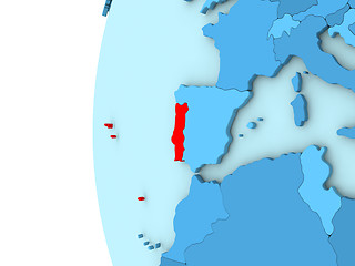 Image showing Portugal on blue globe