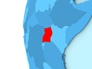 Image showing Uganda on blue globe