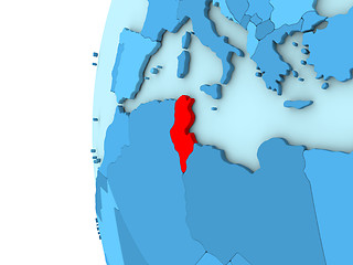 Image showing Tunisia on blue globe