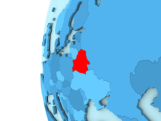 Image showing Belarus on blue globe
