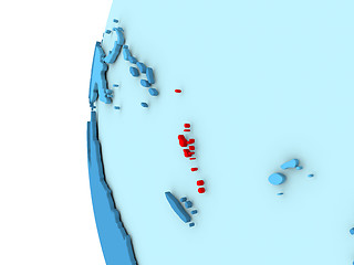 Image showing Vanuatu on blue globe
