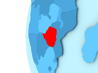 Image showing Zimbabwe on blue globe