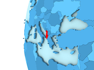 Image showing Albania on blue globe