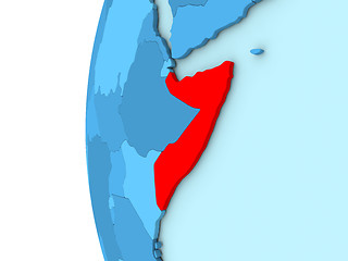 Image showing Somalia on blue globe