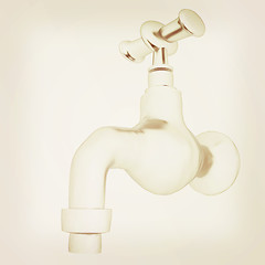 Image showing Metal water tap. 3d illustration. Vintage style