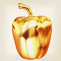 Image showing Gold bulgarian pepper. 3d illustration. Vintage style