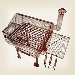 Image showing BBQ grill. 3d illustration. Vintage style