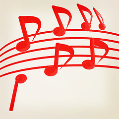 Image showing music notes  background. 3D illustration. Vintage style