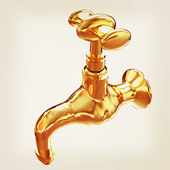 Image showing Gold water tap. 3d illustration. Vintage style