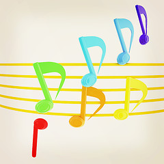 Image showing music notes  background. 3D illustration. Vintage style