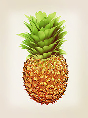 Image showing Pineapple in gold isolated on white background. 3d illustration.