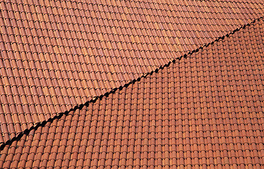 Image showing Red roof tiling