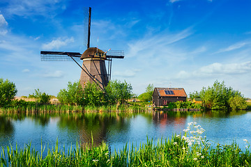 Image showing Windmills at Kinderdijk in Holland. Netherlands