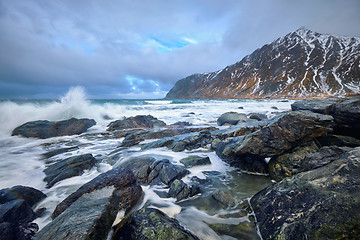 Image showing Rocky coast of fjord in Norway