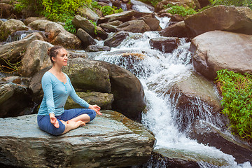 Image showing Woman in Padmasana outdoors