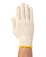 Image showing Male hand wearing working glove