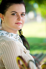 Image showing Business young woman in park