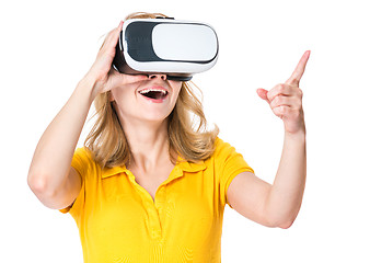 Image showing Woman looking in VR glasses