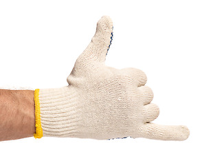 Image showing Male hand wearing working glove