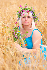 Image showing Woman at wheat meadow