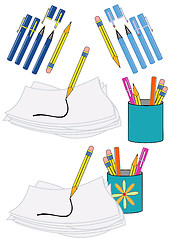 Image showing Pens, Pencils and Paper