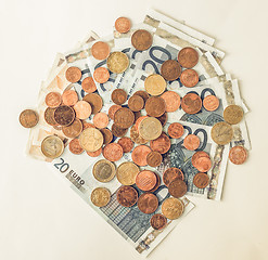 Image showing Vintage Euros coins and notes