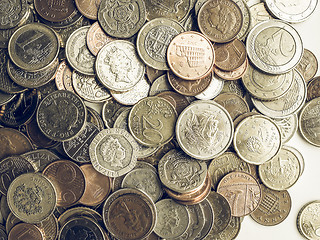 Image showing Vintage Euro and Pounds coins