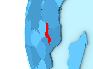 Image showing Malawi on blue globe