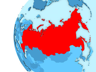 Image showing Russia on blue globe