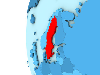 Image showing Sweden on blue globe