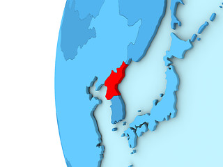 Image showing North Korea on blue globe