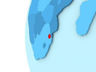 Image showing Swaziland on blue globe