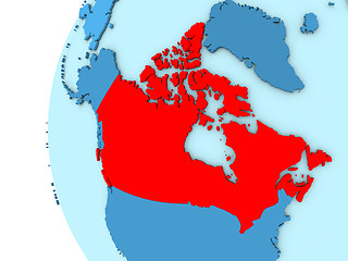 Image showing Canada on blue globe