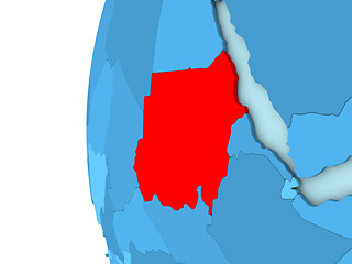 Image showing Sudan on blue globe