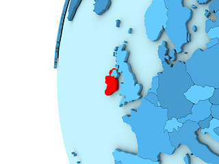 Image showing Ireland on blue globe